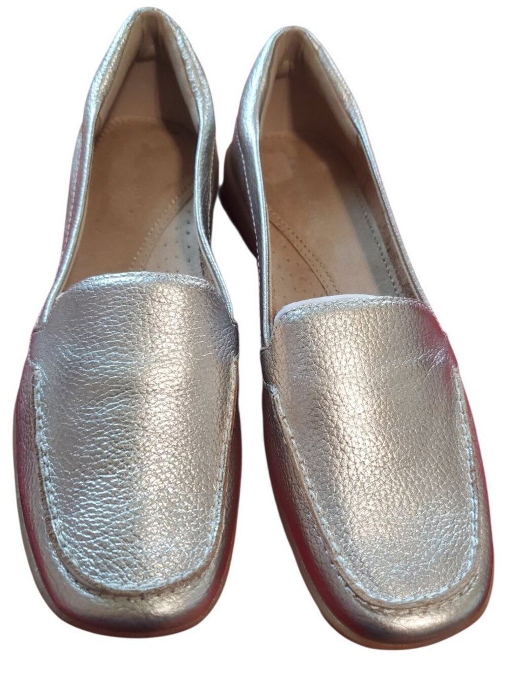 Easy Spirit Seabide Womens Leather Loafers W/Cushioned Silver Metallic Size 8M - Picture 8 of 13